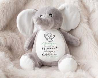 Personalised Elephant Plush - Baby Loss Memorial Keepsake (26-34cm)