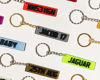 Llavero con matrícula personalizada, llavero de acrílico personalizado para registro de coche