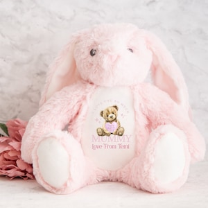 Personalised Teddy Gift for Mum Plush Toy, Custom Teddy Bunny with Name, Personalised Gift for Mom, Mothers Day Gift Stuffed Animal Soft Toy