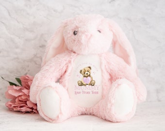 Personalised Teddy Gift for Mum Plush Toy, Custom Teddy Bunny with Name, Personalised Gift for Mom, Mothers Day Gift Stuffed Animal Soft Toy