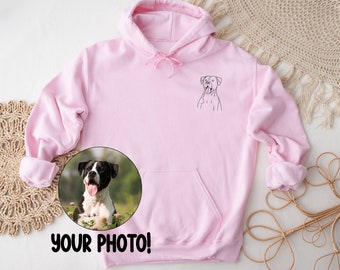 Retrato bordado personalizado de foto a camisa, sudadera con foto de contorno, foto personalizada, retrato personalizado, sudadera con capucha de pareja,