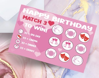 Happy Birthday Scratch card for Her, gift for her, girlfriend, friend, mum, personalised card, birthday card