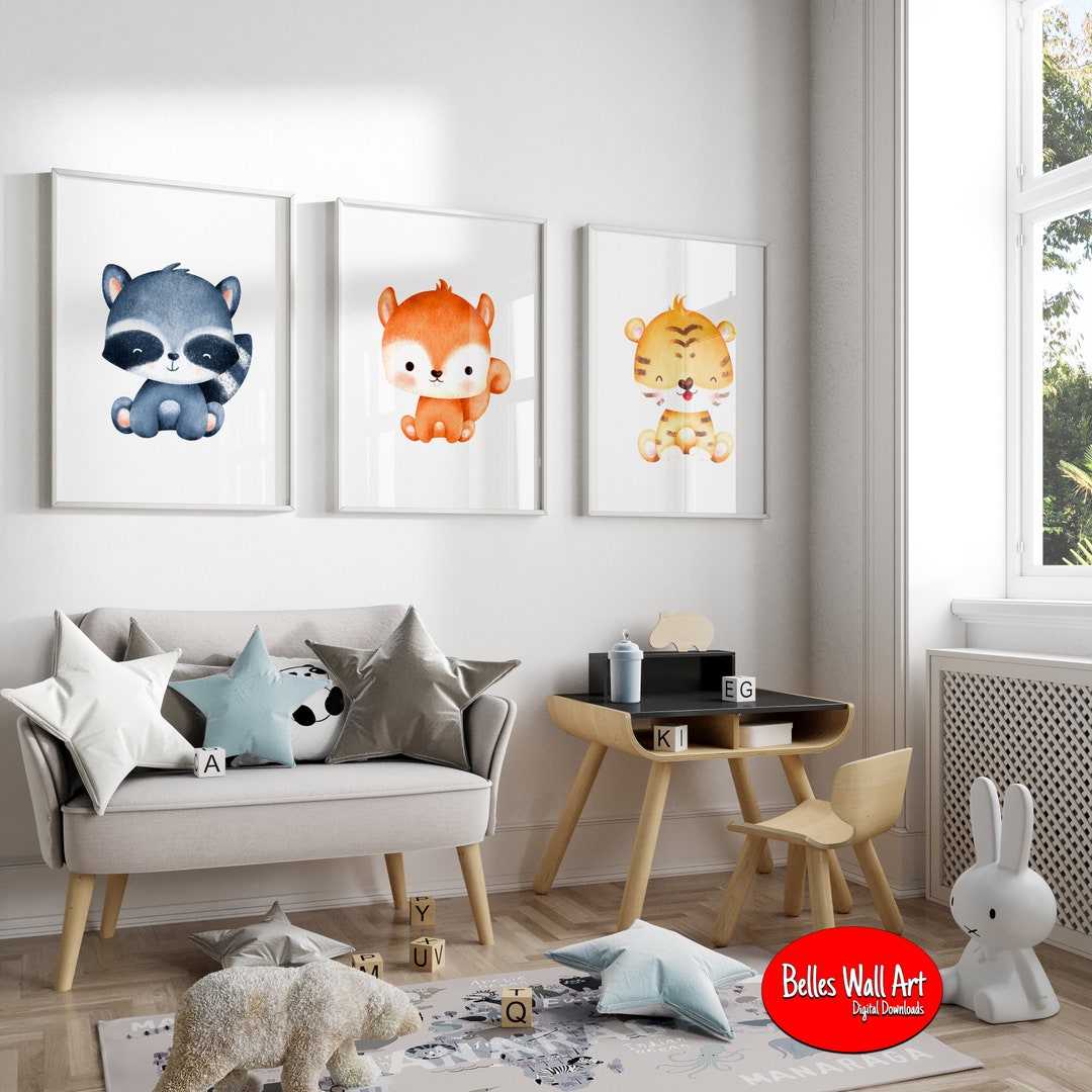 NURSERY WALL ART | Cute Baby Animals | Baby Room Decor | Kids Bedroom ...