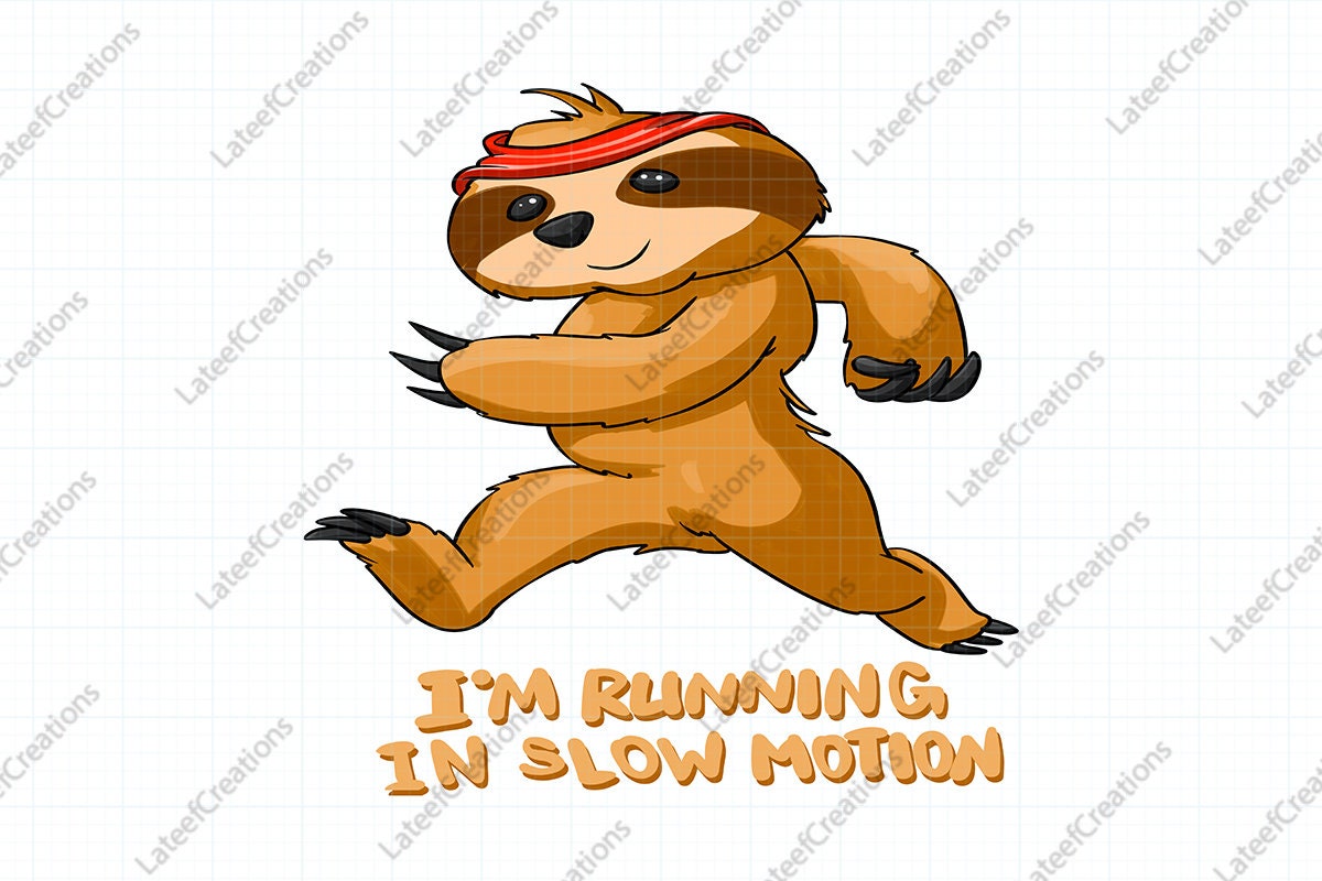 Cute Running Sloth Download Files Digital Graphical. - Etsy Cute Running Sloth Download Files Digital Graphical. - Etsy