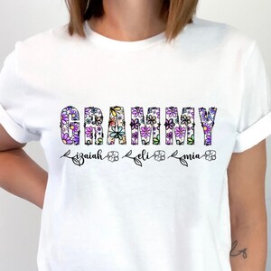 Personalized GRAMMY Shirt with Grandkids Name, Custom Grandma Shirt,  Floral Grammy Shirt, Grandma Tshirt, Gift for Grandma, New Grammy Tee
