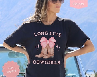 Cowgirl Boots Shirt, Country Concert T shirt, Western Graphic Tee for Women, Trendy Oversized Shirt, Cute Country Shirt, Coquette Bow Shirt