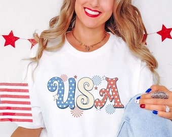 Retro USA Shirt, USA Comfort Colors T-shirt, Usa Logo Shirt, Big USA Shirt, Independence Day Tee, Retro 4th of July Shirt, America Shirt