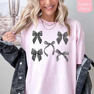 Coquette Black Bows Shirt, Preppy Coquette Shirt, Soft Girl Shirt, Dark Coquette Aesthetic Shirt, Cute Girly Bow Shirt, Coquette Clothing