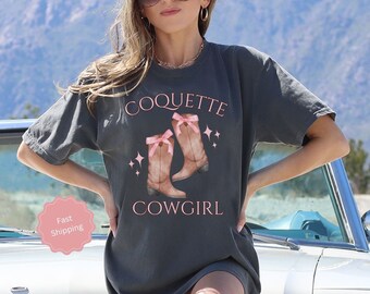Cowgirl Boots Shirt, Country Concert T shirt, Western Graphic Tee for Women, Trendy Oversized Shirt, Cute Country Shirt, Coquette Bow Shirt