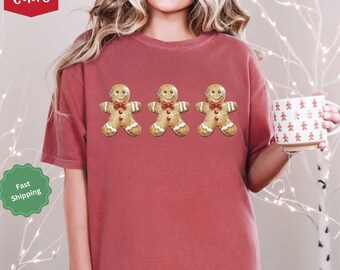 Christmas Shirt Comfort Colors®, Holiday Tshirt, Funny Christmas Tee, Vintage Christmas T-Shirt, Festive Tops, Gingerbread Shirt for Women
