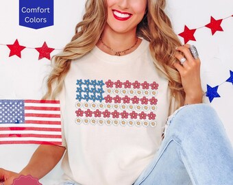 Coquette 4th of July Shirt, Coquette American Flag Shirt, America Shirt, Trendy Bow Tshirt, Fourth of July, Retro 4th of July, Patriotic Tee