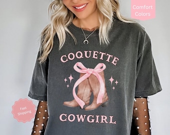 Cowgirl Boots Shirt, Country Concert T shirt, Western Graphic Tee for Women, Trendy Oversized Shirt, Cute Country Shirt, Coquette Bow Shirt