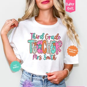 Custom Third Grade Teacher Name Shirt, Teacher Appreciation Gift, Personalized Teacher Tshirt, Trendy Teacher T-shirt, 3rd Grade Team Tees