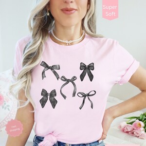 Coquette Black Bows Shirt, Preppy Coquette Shirt, Soft Girl Shirt, Dark Coquette Aesthetic Shirt, Cute Girly Bow Shirt, Coquette Clothing