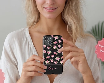 Personalized Phone Case, Custom Coquette Aesthetics Phone Case with Name, Flower Phone Case, Cell Phone Case, Cute Phone Case, Gift for Her