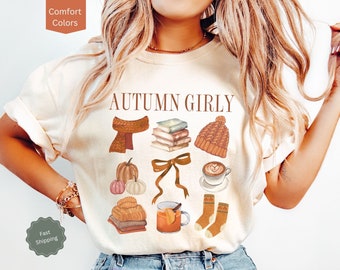 Fall Vibes Shirt, Pumpkin Patch Shirt, Fall Bows Shirt, Comfort Colors®   Autumn Girly Shirt, Coquette Fall Bows, Fall Aesthetics Clothing