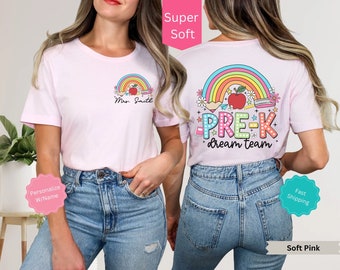 Pre-K Teacher Shirt with Name, Teacher Appreciation Gift, Personalized Teacher Shirt, Custom Elementary Teacher Tshirt, PreK Dream Team Tees