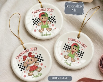Personalized Kid's Christmas Ornament, Custom Ceramic Ornament