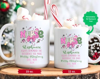 Custom Nurse Christmas Coffee Mug, New Nurse Gift, Graduation Ceramic Mug, Personalized Nurse Keepsake, RN Gift,  Nursing Appreciation Gift