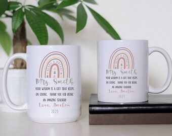 Personalized Teacher Christmas Coffee Mug, Custom Teacher Mug Gifted-For Christmas, Custom Ceramic Mug with Teacher Name Gift from Student