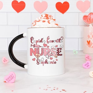 Personalized Valentines Day Nurse Mug, Custom Nurse Mug with Name, Nurse Coffee Mug, Nurse Valentines Gift Personalized, Valentine Nurse Mug