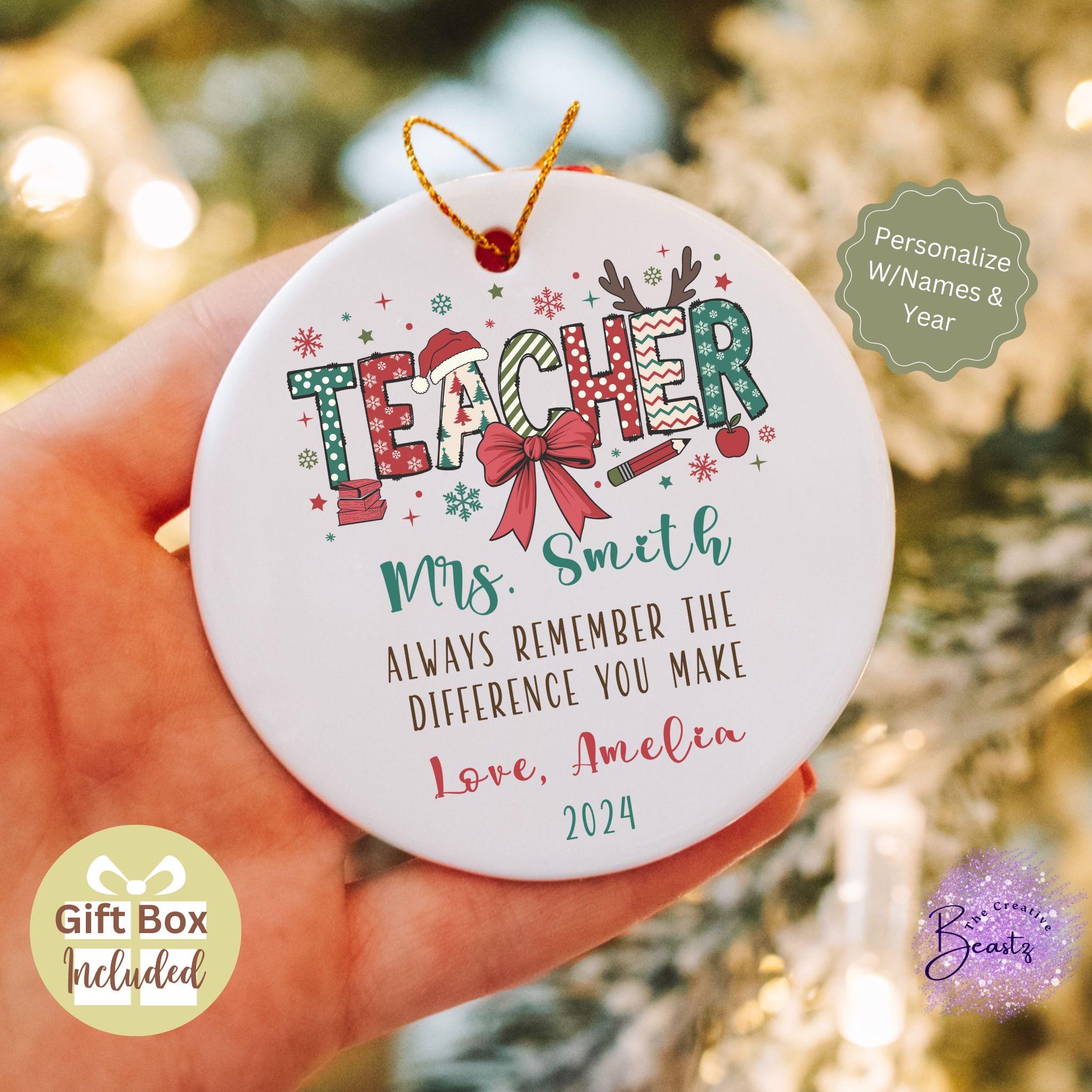 Custom Teacher Name Christmas Ornament, Teacher Appreciation Ornaments