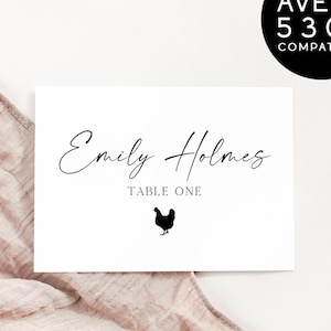 Place Cards with Meal Selection, Custom Avery 5302 Flat or Tent Fold 3.5X2 Wedding Table Name and Food Choice Placecard Template, Templett