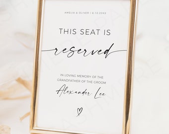 Reserved Wedding Memorial Chair Sign, Personalized Fabric Sign, Wedding Chair Banner In Memory Of Loved Ones Custom Memorial Wedding Sign