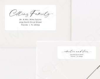 Elegant Envelope Label Template DIY Address Label, Minimalist Recipient Address Labels for Wedding Invite, Instant Download, Templett SPM10