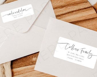 Clear Wedding Guest Address Labels, Modern Invitations Envelope Addressing, Guest List Address Labels, Digital Download, Templett SPM09