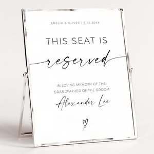 Custom Memorial Wedding Sign, Reserved Wedding Memorial Chair Sign, Personalized Fabric Sign, Wedding Chair Banner In Memory Loved Ones