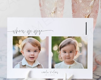 Photo Table Numbers, Baby Picture Table Cards, Wedding Table Number Sign, Age Table Card, Childhood Photo Table Decor Instant Download