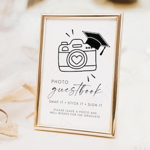 Photo Guestbook Sign For Graduation Party, Photo Sign Our Guestbook, Class of 2025 Party Decor, Editable, Polaroid Grad Guestbook, CANVA