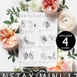 How to Load New Film Sign, Printable Polaroid Guest Book Instructions, Instax Mini 12 Camera Guide Sign Template, Instant Download Templett