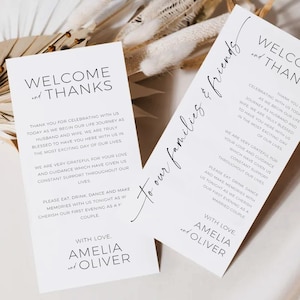Wedding Thank You Cards at Place Setting, Modern Thank You Printable Napkin Note, Custom Minimalist Napkin Note Place Setting Templett DIY