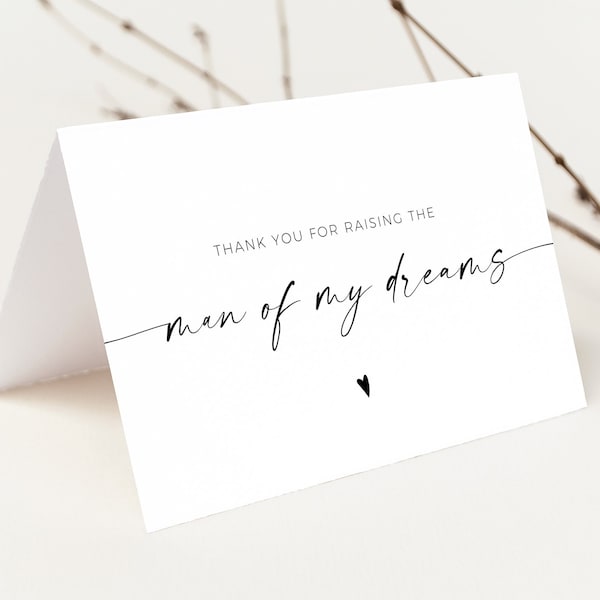 Thank You for Raising the Man of My Dreams | Wedding Day Cards Parents In Law | To My Parents-In-Law on My Wedding Day | Templett Download