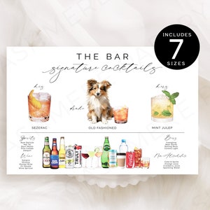 Dog Signature Drink Sign | Pet Signature Cocktail Sign | Minimalist Wedding Bar Sign | Dog Signature Cocktail Sign | Editable Template