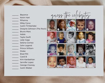 Guess The Celebrity Baby Photos, Baby Shower Guess The Celebrity Game Printable, The Celebrity Baby Game, Instant Digital Download, CANVA