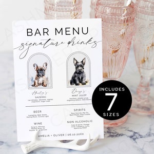 Dog Signature Drink Sign Pet Photo, Signature Cocktail Sign, Cocktail Drink Sign Pets, Signature Drink Sign With Animals, Drink Sign 5x7