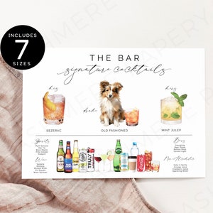 Custom Drink Menu Pet, Pet Signature Drink Sign, Signature Wedding Drink Sign After Pet, Wedding His and Hers Cocktails Dogs Signage