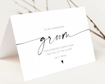 Wedding Letter to Groom | Wedding Gift for Husband-to-be | To My Handsome Groom on Our Wedding Day | Bride to Groom Editable Note Card DIY