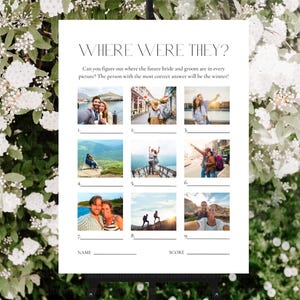 Where Were They Bridal Shower Game Wedding Signs, Editable Couples Photo Game Printable Template, Bridal Activity, Instant Download, CANVA