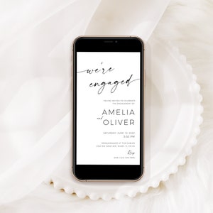 Electronic Engagement Party Invitations, Modern Engagement Invite Digital Template, Wedding Online Invitations, Templett Digital Download