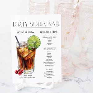 Dirty Soda Bar Recipe Sign Graduation, Dirty Soda Menu Sign, Dirty Soda Bar Sign Printable Dirty Soda Graduation Sign Instant Download CANVA