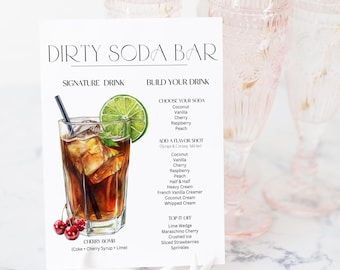 Dirty Soda Bar Recipe Sign Graduation, Dirty Soda Menu Sign, Dirty Soda Bar Sign Printable Dirty Soda Graduation Sign Instant Download CANVA