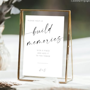 Build Memories Jenga, Wedding Guest Sign Template, Editable Guestbook Personalized Jenga Game Signage DIY Wedding Signs, Digital Download