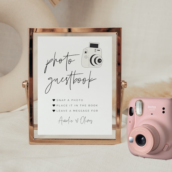 Instax Mini 9 Photo Guestbook Sign | Polaroid Camera Wedding Sign | Wedding Reception Film Photo Guest Book Sign | Printable Download SPM09