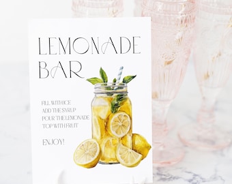 Graduation Lemonade Bar Sign Custom, Lemonade Bar Sign, Lemonade And Tea Bar Sign, Grad Party Drink Station Sign, Instant Download, CANVA