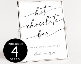 Hot Chocolate Bar Sign, Winter Wedding Sign Templates, Editable Hot Cocoa Bar Template, Wedding Coffee Bar Printable, Instant Download