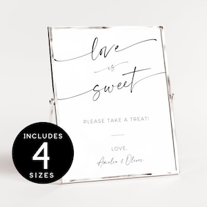 Love is Sweet Sign Printable | Modern Minimalist Wedding Favor Sign | Sweet Treat Please Take a Favor | Printable Dessert Table Sign | SPM08